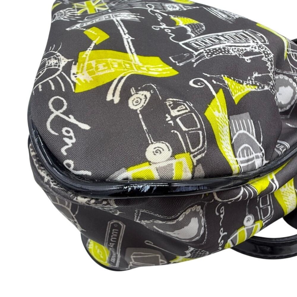 Lulu by Lulu Guinness London Print Tote Bag w/ Pouch Matching Black Yellow White - Picture 8 of 16